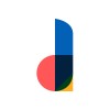 Abstract geometric logo with vertical blue shape and overlapping red, green, and yellow circular segments.