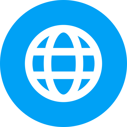 Globe icon representing online resources and global connectivity for homesteading and farm management