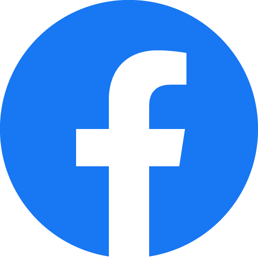 Black lowercase letter 'f' in a blue circle representing Facebook.
